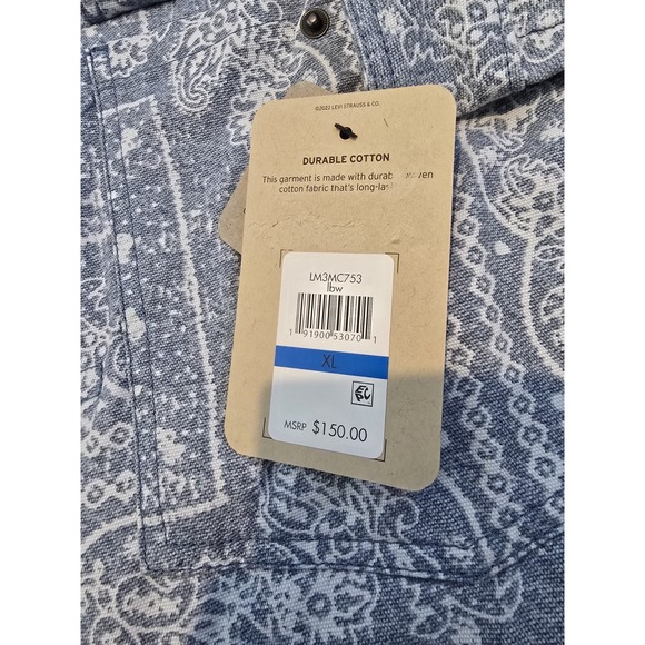 Levi's Lightweight Trucker Shirt Jacket Denim Light Blue Bandana Men's Size XL - Picture 3 of 16